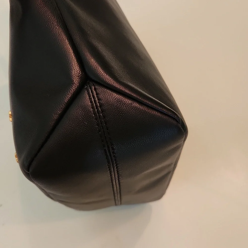 Tory Burch Star Stud Black Leather Tote Bag Purse